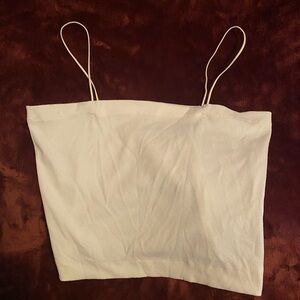 American Eagle Outfitters Ribbed White Crop Tank Top